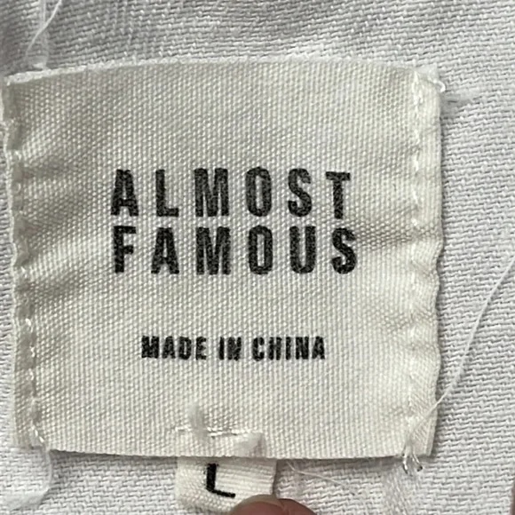 ALMOST FAMOUS White Distressed Jean Jacket, high waisted - Picture 3 of 5